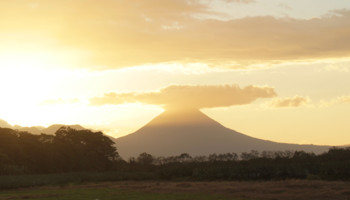 Arenal volcano at sunset