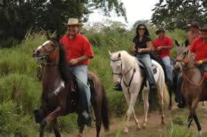 Horseback is still primary transportation in Costa Rica, so everyone rides, not just the elite. One favorite activity is the cabalgata, where whole villages ride through the countryside from farm to farm. We like to join the locals on these Sunday rides.