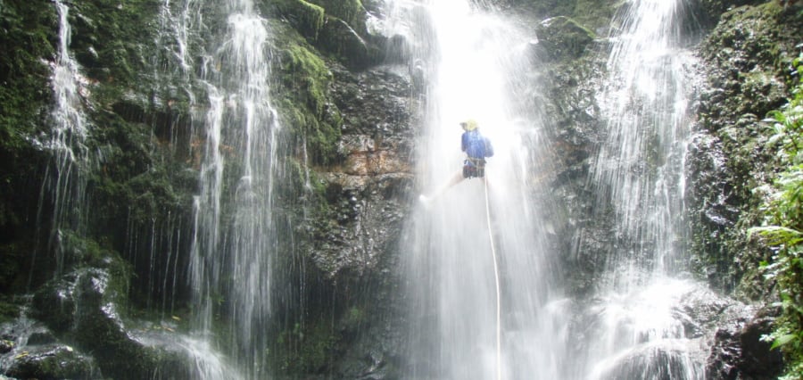 canyoning on a teambuilding retreat in Costa Rica