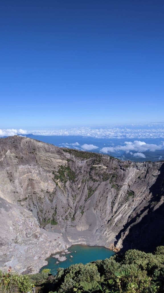 blue crater lake of Irazu Volcano