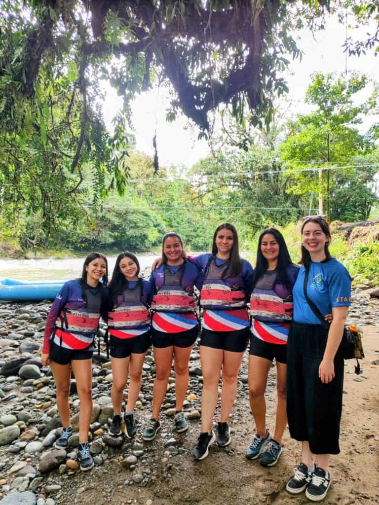 Serendipity Adventures' Helen Kidwell with the female rafting team Chicas del Pacuare
